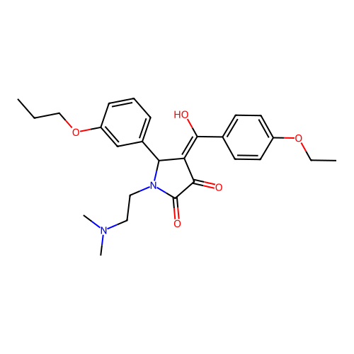 (4E)-1-(2-dimethylaminoethyl)-4-[(4-ethoxyphenyl)-hydroxymethylidene]-5-(3-propoxyphenyl)pyrrolidine-2,3-dione structure