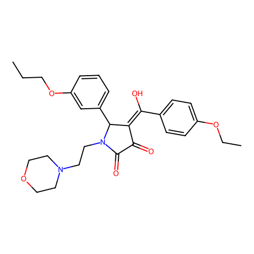(4E)-4-[(4-ethoxyphenyl)-hydroxymethylidene]-1-(2-morpholin-4-ylethyl)-5-(3-propoxyphenyl)pyrrolidine-2,3-dione structure