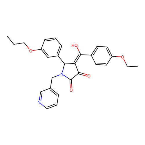 (4E)-4-[(4-ethoxyphenyl)-hydroxymethylidene]-5-(3-propoxyphenyl)-1-(pyridin-3-ylmethyl)pyrrolidine-2,3-dione structure