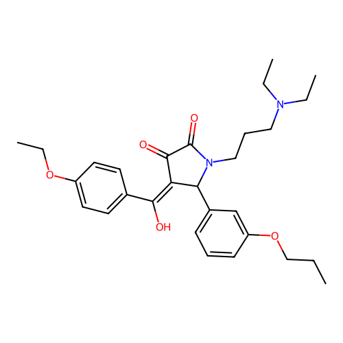 (4E)-1-[3-(diethylamino)propyl]-4-[(4-ethoxyphenyl)-hydroxymethylidene]-5-(3-propoxyphenyl)pyrrolidine-2,3-dione structure
