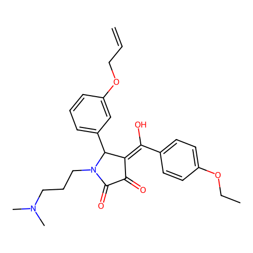 (4E)-1-[3-(dimethylamino)propyl]-4-[(4-ethoxyphenyl)-hydroxymethylidene]-5-(3-prop-2-enoxyphenyl)pyrrolidine-2,3-dione structure