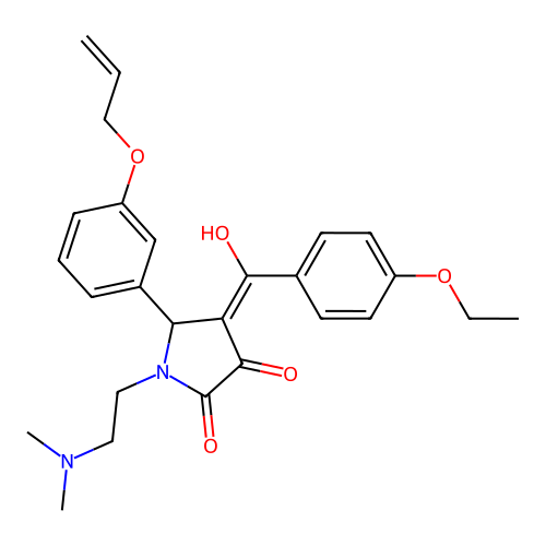 (4E)-1-(2-dimethylaminoethyl)-4-[(4-ethoxyphenyl)-hydroxymethylidene]-5-(3-prop-2-enoxyphenyl)pyrrolidine-2,3-dione structure