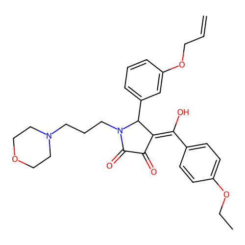 (4E)-4-[(4-ethoxyphenyl)-hydroxymethylidene]-1-(3-morpholin-4-ylpropyl)-5-(3-prop-2-enoxyphenyl)pyrrolidine-2,3-dione structure