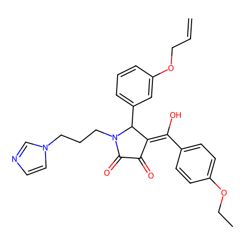 (4E)-4-[(4-ethoxyphenyl)-hydroxymethylidene]-1-(3-imidazol-1-ylpropyl)-5-(3-prop-2-enoxyphenyl)pyrrolidine-2,3-dione structure