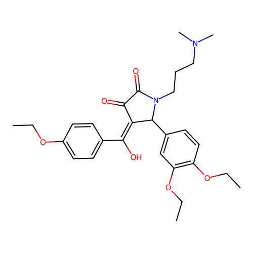 (4E)-5-(3,4-diethoxyphenyl)-1-[3-(dimethylamino)propyl]-4-[(4-ethoxyphenyl)-hydroxymethylidene]pyrrolidine-2,3-dione structure