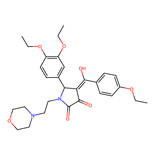 (4E)-5-(3,4-diethoxyphenyl)-4-[(4-ethoxyphenyl)-hydroxymethylidene]-1-(2-morpholin-4-ylethyl)pyrrolidine-2,3-dione structure