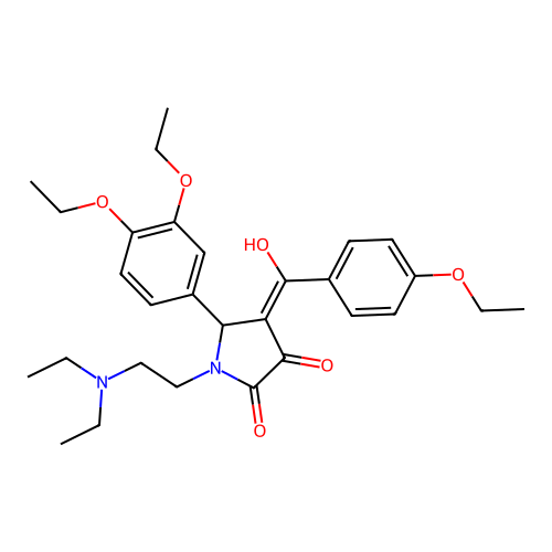 (4E)-5-(3,4-diethoxyphenyl)-1-(2-diethylaminoethyl)-4-[(4-ethoxyphenyl)-hydroxymethylidene]pyrrolidine-2,3-dione structure