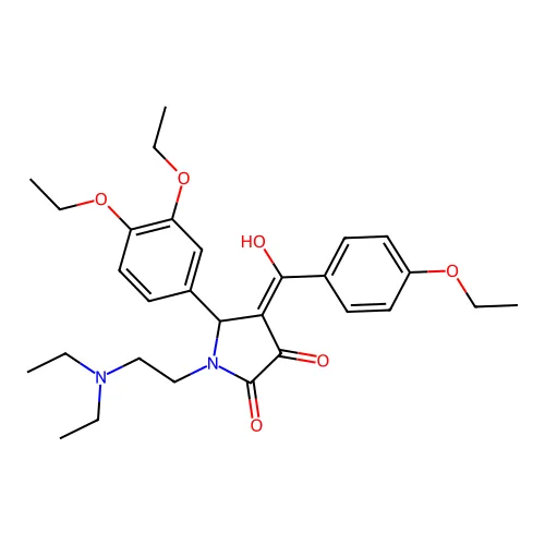 (4E)-5-(3,4-二乙氧基苯基)-1-[2-(二乙氨基)乙基]-4-[(4-乙氧基苯基)-羟基亚甲基]吡咯烷-2,3-二酮 structure
