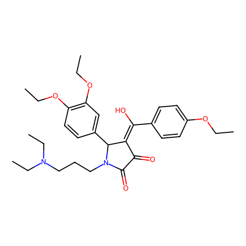 (4E)-5-(3,4-diethoxyphenyl)-1-[3-(diethylamino)propyl]-4-[(4-ethoxyphenyl)-hydroxymethylidene]pyrrolidine-2,3-dione structure