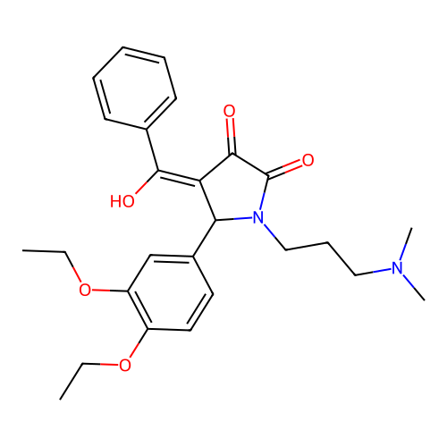 (4E)-5-(3,4-diethoxyphenyl)-1-[3-(dimethylamino)propyl]-4-[hydroxy(phenyl)methylidene]pyrrolidine-2,3-dione structure