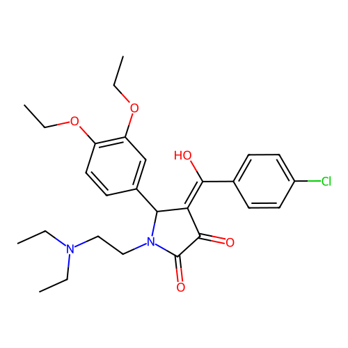 (4E)-4-[(4-chlorophenyl)-hydroxymethylidene]-5-(3,4-diethoxyphenyl)-1-(2-diethylaminoethyl)pyrrolidine-2,3-dione structure