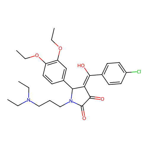(4E)-4-[(4-chlorophenyl)-hydroxymethylidene]-5-(3,4-diethoxyphenyl)-1-[3-(diethylamino)propyl]pyrrolidine-2,3-dione structure