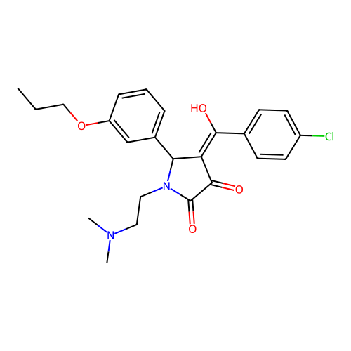 (4E)-4-[(4-chlorophenyl)-hydroxymethylidene]-1-(2-dimethylaminoethyl)-5-(3-propoxyphenyl)pyrrolidine-2,3-dione structure