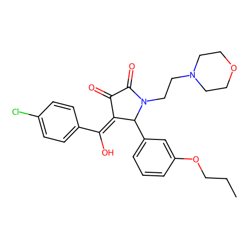 (4E)-4-[(4-chlorophenyl)-hydroxymethylidene]-1-(2-morpholin-4-ylethyl)-5-(3-propoxyphenyl)pyrrolidine-2,3-dione structure