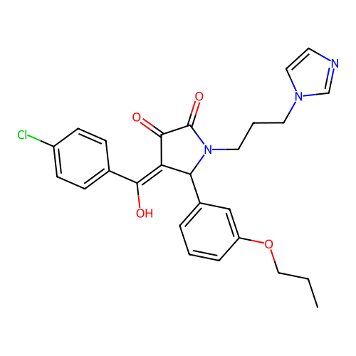 (4E)-4-[(4-chlorophenyl)-hydroxymethylidene]-1-(3-imidazol-1-ylpropyl)-5-(3-propoxyphenyl)pyrrolidine-2,3-dione structure