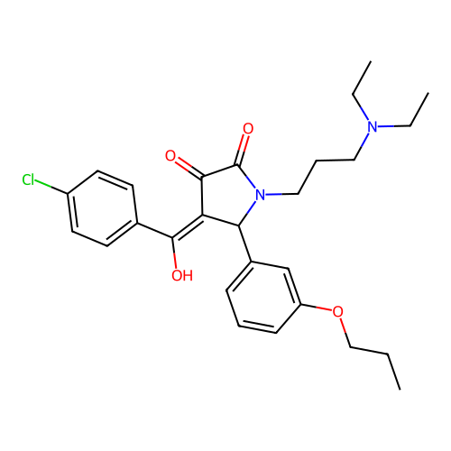 (4E)-4-[(4-chlorophenyl)-hydroxymethylidene]-1-[3-(diethylamino)propyl]-5-(3-propoxyphenyl)pyrrolidine-2,3-dione structure