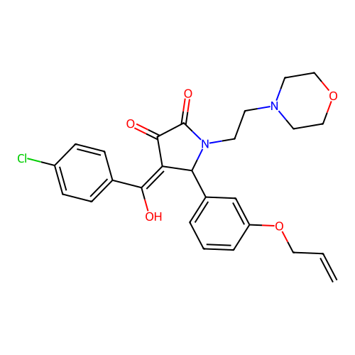 (4E)-4-[(4-chlorophenyl)-hydroxymethylidene]-1-(2-morpholin-4-ylethyl)-5-(3-prop-2-enoxyphenyl)pyrrolidine-2,3-dione structure