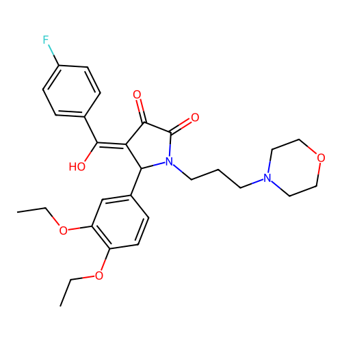 (4E)-5-(3,4-diethoxyphenyl)-4-[(4-fluorophenyl)-hydroxymethylidene]-1-(3-morpholin-4-ylpropyl)pyrrolidine-2,3-dione structure