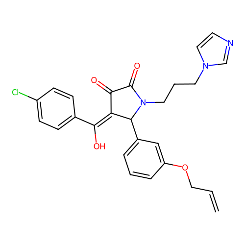 (4E)-4-[(4-chlorophenyl)-hydroxymethylidene]-1-(3-imidazol-1-ylpropyl)-5-(3-prop-2-enoxyphenyl)pyrrolidine-2,3-dione structure