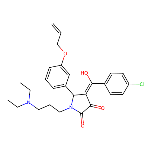 (4E)-4-[(4-chlorophenyl)-hydroxymethylidene]-1-[3-(diethylamino)propyl]-5-(3-prop-2-enoxyphenyl)pyrrolidine-2,3-dione structure