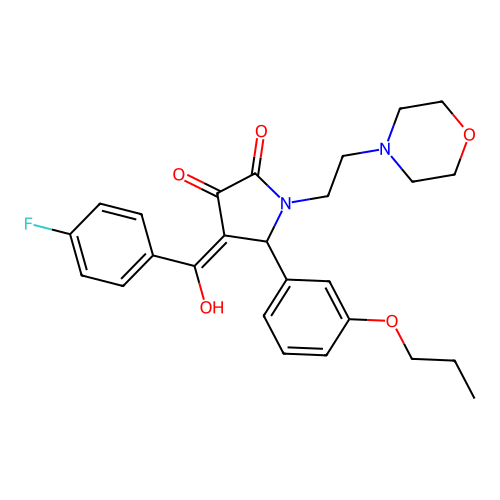 (4E)-4-[(4-fluorophenyl)-hydroxymethylidene]-1-(2-morpholin-4-ylethyl)-5-(3-propoxyphenyl)pyrrolidine-2,3-dione structure