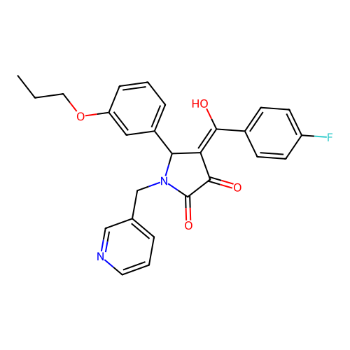 (4E)-4-[(4-fluorophenyl)-hydroxymethylidene]-5-(3-propoxyphenyl)-1-(pyridin-3-ylmethyl)pyrrolidine-2,3-dione structure