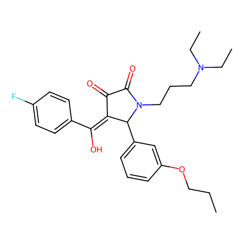 (4E)-1-[3-(diethylamino)propyl]-4-[(4-fluorophenyl)-hydroxymethylidene]-5-(3-propoxyphenyl)pyrrolidine-2,3-dione structure