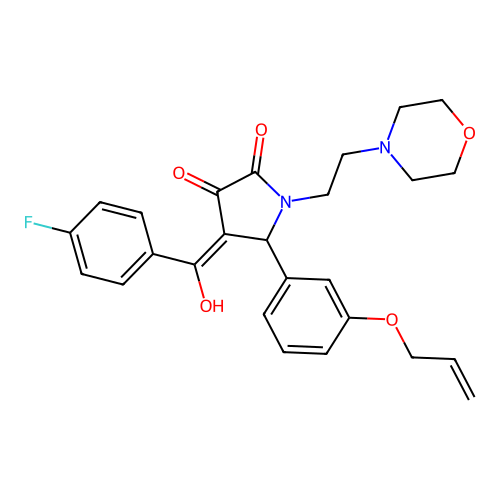 (4E)-4-[(4-fluorophenyl)-hydroxymethylidene]-1-(2-morpholin-4-ylethyl)-5-(3-prop-2-enoxyphenyl)pyrrolidine-2,3-dione structure