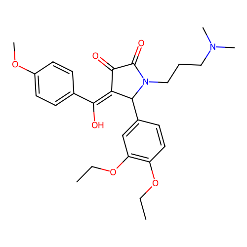 (4E)-5-(3,4-diethoxyphenyl)-1-[3-(dimethylamino)propyl]-4-[hydroxy-(4-methoxyphenyl)methylidene]pyrrolidine-2,3-dione structure