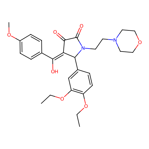 (4E)-5-(3,4-diethoxyphenyl)-4-[hydroxy-(4-methoxyphenyl)methylidene]-1-(2-morpholin-4-ylethyl)pyrrolidine-2,3-dione structure