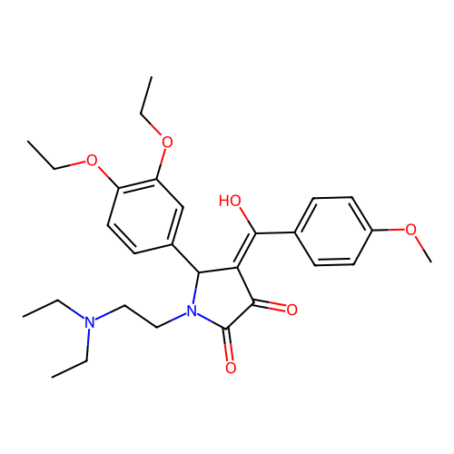 (4E)-5-(3,4-diethoxyphenyl)-1-(2-diethylaminoethyl)-4-[hydroxy-(4-methoxyphenyl)methylidene]pyrrolidine-2,3-dione structure