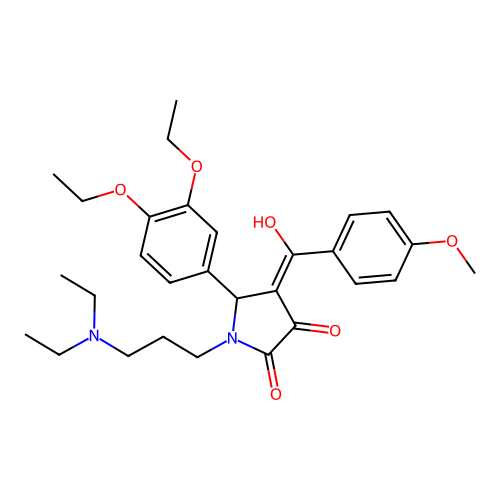 (4E)-5-(3,4-diethoxyphenyl)-1-[3-(diethylamino)propyl]-4-[hydroxy-(4-methoxyphenyl)methylidene]pyrrolidine-2,3-dione structure