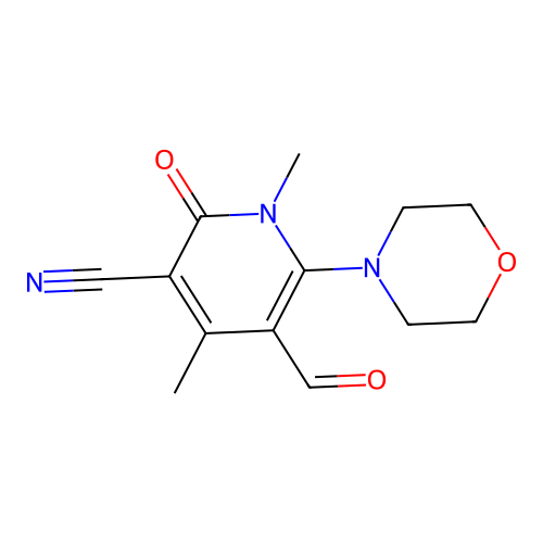 5-Formyl-1,4-dimethyl-6-morpholin-4-yl-2-oxohydropyridine-3-carbonitrile structure