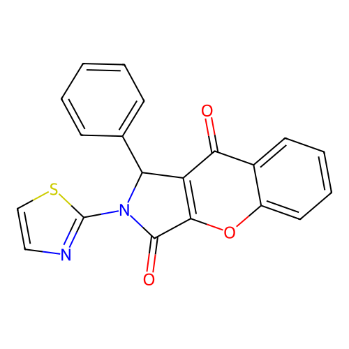 1-Phenyl-2-(1,3-thiazol-2-yl)-1,2-dihydrochromeno[2,3-c]pyrrole-3,9-dione structure