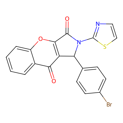 1-(4-bromophenyl)-2-(1,3-thiazol-2-yl)-1,2-dihydrochromeno[2,3-c]pyrrole-3,9-dione structure