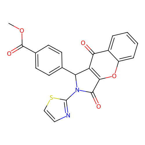 methyl 4-(3,9-dioxo-2-(thiazol-2-yl)-1,2,3,9-tetrahydrochromeno[2,3-c]pyrrol-1-yl)benzoate structure