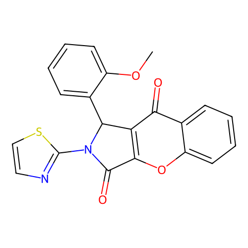 1-(2-methoxyphenyl)-2-(1,3-thiazol-2-yl)-1,2-dihydrochromeno[2,3-c]pyrrole-3,9-dione structure