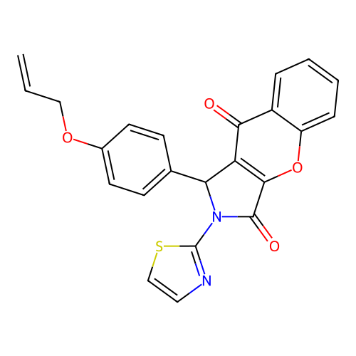 1-(4-(allyloxy)phenyl)-2-(thiazol-2-yl)-1,2-dihydrochromeno[2,3-c]pyrrole-3,9-dione structure
