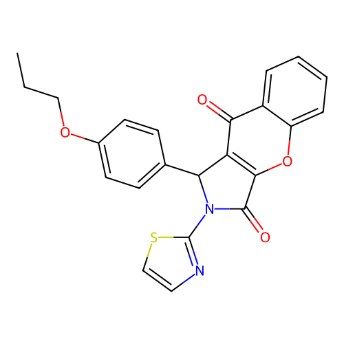 1-(4-propoxyphenyl)-2-(1,3-thiazol-2-yl)-1,2-dihydrochromeno[2,3-c]pyrrole-3,9-dione structure