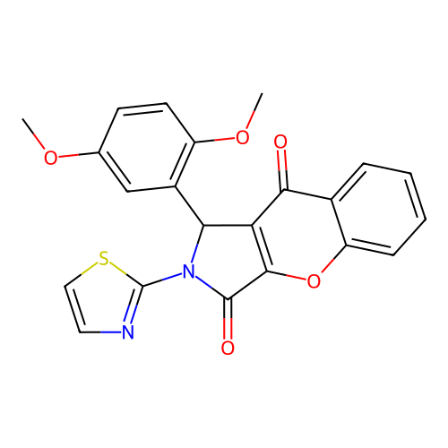 1-(2,5-dimethoxyphenyl)-2-(1,3-thiazol-2-yl)-1,2-dihydrochromeno[2,3-c]pyrrole-3,9-dione structure