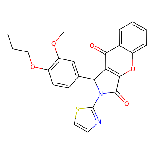 1-(3-methoxy-4-propoxyphenyl)-2-(1,3-thiazol-2-yl)-1,2-dihydrochromeno[2,3-c]pyrrole-3,9-dione structure