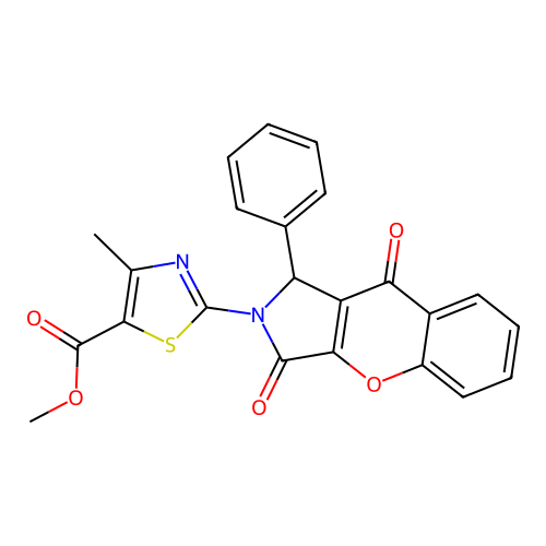 methyl 2-(3,9-dioxo-1-phenyl-1H-chromeno[2,3-c]pyrrol-2-yl)-4-methyl-1,3-thiazole-5-carboxylate structure
