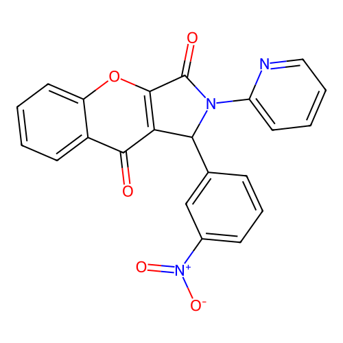 1-(3-Nitrophenyl)-2-(pyridin-2-yl)-1,2-dihydrochromeno[2,3-c]pyrrole-3,9-dione structure