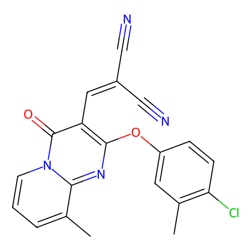 {[2-(4-chloro-3-methylphenoxy)-9-methyl-4-oxo-4H-pyrido[1,2-a]pyrimidin-3-yl]methylidene}propanedinitrile structure