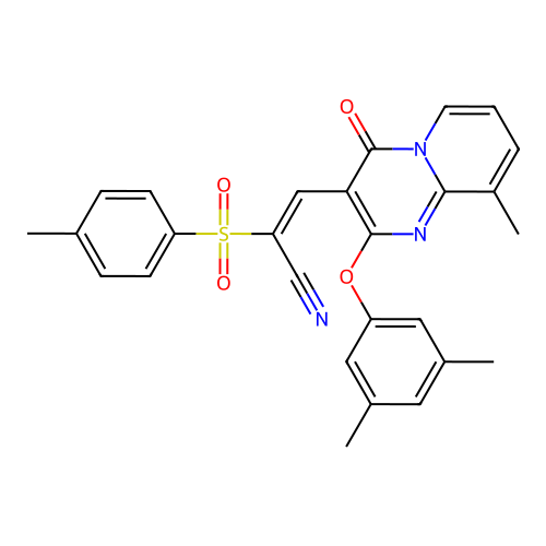 (2E)-3-[2-(3,5-DIMETHYLPHENOXY)-9-METHYL-4-OXO-4H-PYRIDO[1,2-A]PYRIMIDIN-3-YL]-2-(4-METHYLBENZENESULFONYL)PROP-2-ENENITRILE structure