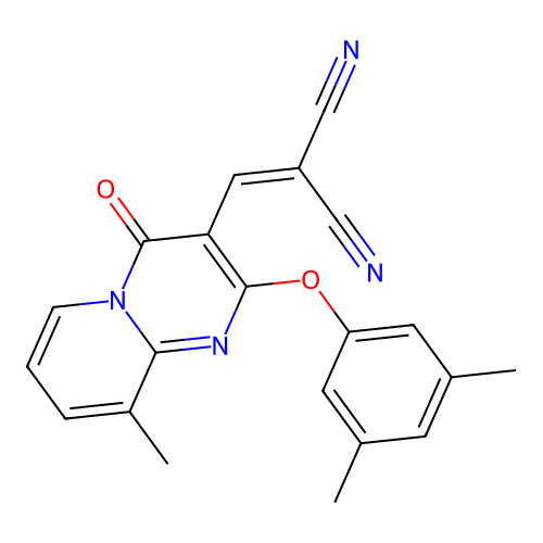 {[2-(3,5-dimethylphenoxy)-9-methyl-4-oxo-4H-pyrido[1,2-a]pyrimidin-3-yl]methylidene}propanedinitrile structure