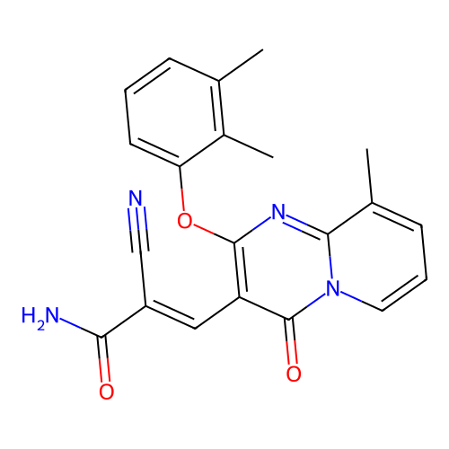 (2E)-2-cyano-3-[2-(2,3-dimethylphenoxy)-9-methyl-4-oxo-4H-pyrido[1,2-a]pyrimidin-3-yl]prop-2-enamide structure
