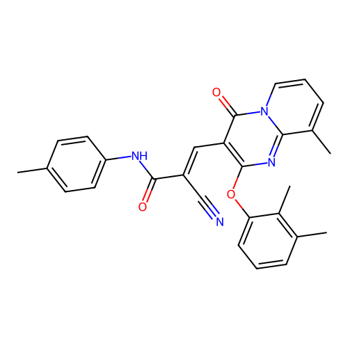 (2E)-2-cyano-3-[2-(2,3-dimethylphenoxy)-9-methyl-4-oxo-4H-pyrido[1,2-a]pyrimidin-3-yl]-N-(4-methylphenyl)prop-2-enamide structure