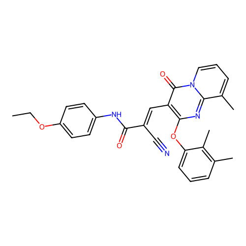 (2E)-2-cyano-3-[2-(2,3-dimethylphenoxy)-9-methyl-4-oxo-4H-pyrido[1,2-a]pyrimidin-3-yl]-N-(4-ethoxyphenyl)prop-2-enamide structure