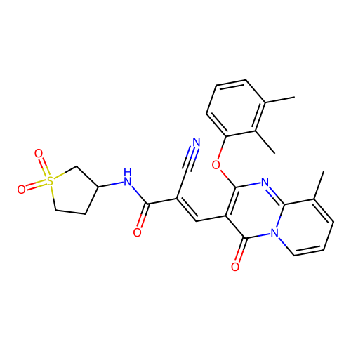 (2E)-2-CYANO-3-[2-(2,3-DIMETHYLPHENOXY)-9-METHYL-4-OXO-4H-PYRIDO[1,2-A]PYRIMIDIN-3-YL]-N-(1,1-DIOXIDOTETRAHYDRO-3-THIOPHENYL)ACRYLAMIDE structure